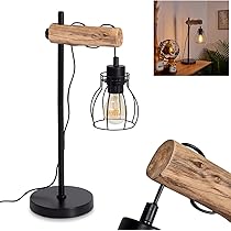 Canedo Table Lamp, Plastic And Metal, Natural/black In A Scandinavian Design With A Switch On The Cable, Creating A Light Effect, 1 X E27 Max, 25 W