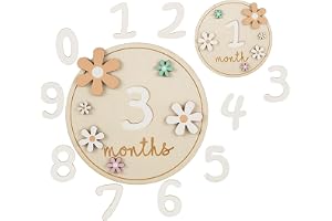 Tecken På Babymånader, Trä Baby Månadskort Blomsterstil Baby Minnessak Nyfödd Tecken med 11 Siffror Babymeddelandeskylt för B