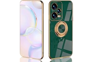 UPLAI Funda para Xiaomi Redmi Note 12 Pro 5G, Ultra Delgado Suave TPU Silicona Antigolpes Carcasa con Soporte de Anillo, Moda Diseño de Galvanoplastia Estuche Caso.Verde Oscuro