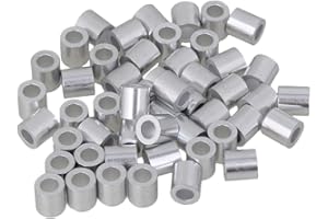 BQLZR 4mm Round Holes Silver M4 Ferrules Aluminum Crimping Loop Sleeve for Wire Rope Pack of 50