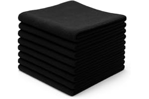 SUPER B Chiffons de Nettoyage en Microfibre Noir 30 x 30 cm (Lot de 8) – Ultra Absorbants, Réutilisables – Chiffons Multi-Usages pour Cuisine, Ménage, Vitres, INOX et Intérieur Voiture