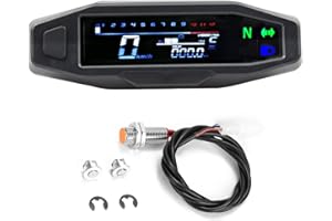 Shkalacar Tachimetro digitale per moto, contagiri con display LCD a 1-6 marce, indicatore di direzione, retroilluminazione, contachilometri e carburatore per la maggior parte dei modelli di moto (con