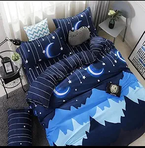 Unique Creations Super Soft Glace Cotton Double Bedsheet|Flat Sheet| with 2 Pillow Covers for Your Home, Kids Room, Bedroom & Drawing Room (Multi, 90x90 Inches)