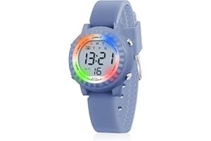 HMJIA Reloj Digital para Niño Niña de 3 a 12 años Reloj Infantil Impermeable 3ATM con Alarma Fecha Cronómetro LED