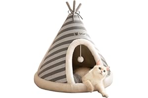 Galatée Cuccia Per Gatti, Graziosa Cuccia Per Gatti e Cani a Forma Di Igloo Con Cuscino Rimovibile, Comoda Tenda Triangolare Per Animali Domestici, Caldo Nido Per Animali Domestici(XL, Grigio)