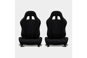 M MODAUTO Asiento Deportivo Coche, Semibaquet Ajustable,de Tela, Adaptable para Coches,Ríeles incluidos,Conductor y Pasajero,para Coche y Simulador de Conducción,Modelo N100LR,Negro