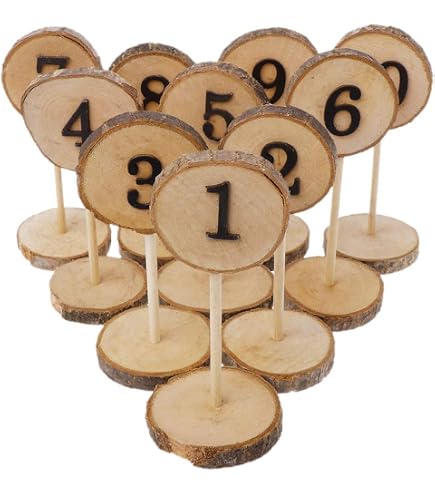 Numeri da tavolo in acrilico con numeri da 1 a 17 con supporto in legno, eleganti cartelli da tavola rotondi, perfetti per ricevimento, decorazione centrotavola, eventi, feste e cena