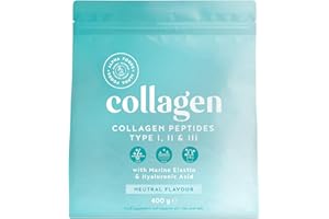 Collagene Poudre [400gr] | Collagen Peptides (Type I, II & III) | Collagène Hydrolysé en Poudre avec Elastine & Acide Hyaluronique | Goût Neutre | Alpha Foods