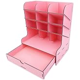 KutuTR &Ccedil;apraz 9 B&ouml;lme &Ccedil;ekmeceli Masa&uuml;st&uuml; Kalemlik Organizer Demonte Pembe