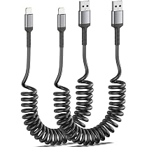 SUNGUY Spiralkabel USB-C Auf USB-C, 2x 1,5m – Dehnbar, Android Auto, 3A Schnellladung, Für IPhone & Galaxy