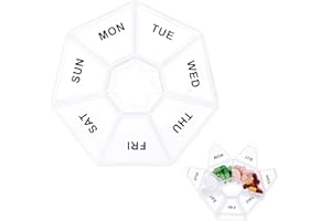 WLLHYF 7-dniowy pojemnik na tabletki podróżny mały organizer na tabletki, przenośny pojemnik na pigułki, codzienny uchwyt na tabletki, planer lekarstw, pudełka do dozowania, uchwyt na witaminy,