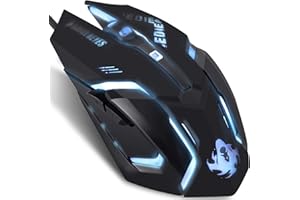IULONEE Informatique Souris USB Filaire Gaming Mouse Confortable Gamer Souris Ergonomique Pleine Taille Mouse 3200 DPI pour PC Ordinateur Accessoires Portable Bureau (Noir)