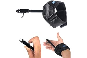 Mallalah Tir à Arc Déclencheur Arc Compound Release Aid Réglable Trigger Libération Accessoire pour Chasse Étrier de poignée, Dragonne Noire Réglable