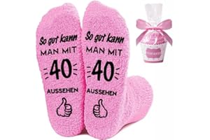 YANSYUN 40 Geburtstag Frauen Flauschige Socken, Damen Kuschelsocken, Lustige Socken So Gut Kann Man Mit Aussehen Socken, Antirutschsocken Geschenkideen Geschenk Geburtstag für Sie Frauen Mama Mädchen