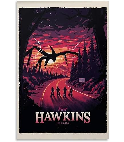 SAHEAWEBWBAE Stranger Things Poster Mural Esthétique Sur Toile Vintage