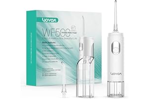 VOYOR-HEALTH VOYOR Mini Idropulsore Dentale, Irrigatore Portatile Cordless Ricaricabile e Rimozione Placca Impermeabile IPX7 per Denti con 2 Serbatoi Rimovibili per Viaggi Domestico WF500