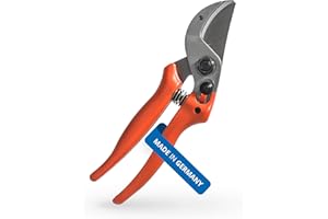 Original LÖWE 15 Profi Amboss Schere 15.104 mit gebogener und antihaftbeschichteter Bypass Klinge - kompakte und starke Schere schneidet ideal hartes Holz wie Kiefer Linde Fichte Lärche