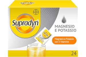 Supradyn Magnesio e Potassio Integratore Multivitaminico con Vitamine B, Vitamina C e Sali Minerali per Stanchezza, Caldo e Sport, 24 Bustine Effervescenti Senza Zucchero, Gusto Arancia
