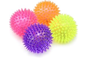 COM-FOUR® 4x migajaca pilka ze swiatlem LED, pilka do zabawy z kolcami, upominki na urodziny dla dzieci - pilka do masazu Ø 7 cm [rozny wybór]