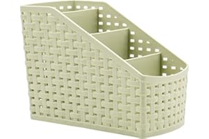 Fai Top Kosz do przechowywania, organizer na kosmetyki, plastikowe pudełko do przechowywania na biurko z 4 kratkami, wielofunkcyjny schowek na biurko, biuro, sypialnia, blat, dom, kuchnia, zielony