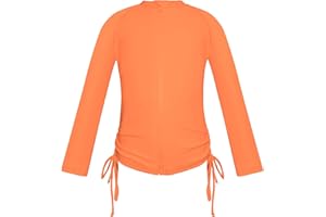 SHEKINI Girl's Zipper Rash Guard Shirt Sun Protective Long Sleeve Swimsuit Top