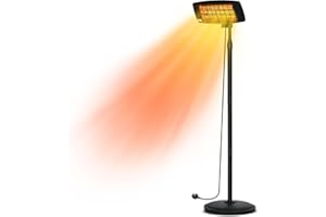 BIG HORN Patio Heater Outdoor Electric Patio Heater 2000W Free Standing with Remote Outdoor Quartz Electric Heater for Restaurants, Cafes, Gardens