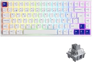 Akko 3084B Plus Tastiera meccanica hot-swap con connettività wireless/Bluetooth/cablata 2.4G e retroilluminazione RGB personalizzabile, tastiera da gioco ISO-DE/layout nordico con tasti PBT Cherry