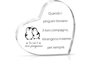 PulangRen Regalo San Valentino Per Lui Lei Pinguino Placca Acrilica Regali Per Lei Lui Regali Di Coppia Regalo Fidanzato Fidanzata Regalo Anniversario Per Lui Lei