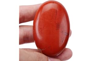 Lovionus89 Roter Jaspis Sorgensteine,Natürliche Oval Palme Tasche Heilkristall Massage Spa Energiestein