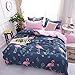 Produktbild ED-Lumos 4 teilig Bettgarnitur Bettwäsche Set Bettbezug Betttuch Kopfkissenbezug Baumwolle Flamingo 150 cm x 200 cm