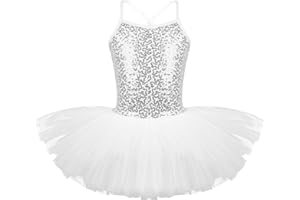 Freebily Vestido Lentejuelas de Danza Ballet para Niña Maillot brillante Vestido Princesa de Ballet Gimnasia Patinaje Artístico Disfraz de Bailarina Ballet Fiesta