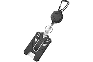 Vicloon Chowany breloczek do kluczy, wytrzymały uchwyt na identyfikator, karabińczyk z chowaną stalową linką 80 cm, pusta szpula na identyfikator, okrągły