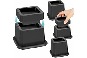 MixDora Bed Risers 2, 3 Inch Stackable Furniture Risers Adjustable Anti-Slip Chair Raisers for Sofas Couches Table Set of 4 Pack Black (2,3 Inch)