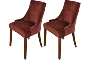 MINGPINHUIUS Velvet Wingback Chair Slipcover,Velvet Stretch Wingback Chair Cover,Sloping Arm Chair Protector Cover for Dining Room Banquet Home Decor Machine Washable Hand Washable (Coffee, 2)