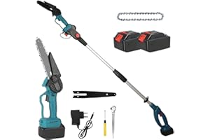 XBZZGMG Motosierra eléctrica 2 en 1 de 8 pulgadas, mini motosierra inalámbrica, sierras de cadena eléctricas inalámbricas de mano, motosierra inalámbrica con batería recargable y barra de extensión, sierras