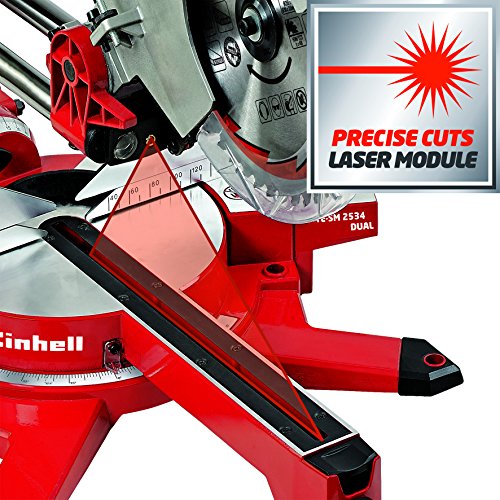 Einhell Zug Kapp Gehrungssäge TE-SM 2534 Dual (1800 W, Sägeblatt Ø 250 mm, Schnittbreite 310 mm, Softstart, schwenkbarer Sägekopf, Laser, LED-Licht) - 6