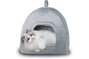 SUQURTOM Katzenhöhle Katzenbett Waschbares Katzenhaus Haustierbett Weiches Komfort Zelt Katzenstreu Bett Warme Katzenhöhle Beruhigendes Bett für Katzen und kleine Hunde Schlafen(Grau)