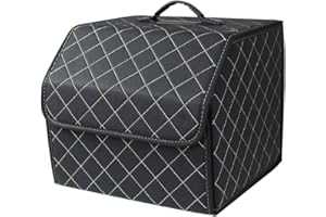 ‎ERGOCAR Ergocar Kofferraum Organizer Luxus-PU-Leder Aufbewahrungstasche Organizer Wasserdicht Faltbar Kofferraum-Tasche für Auto/LKW/SUV (Schwarz-S)