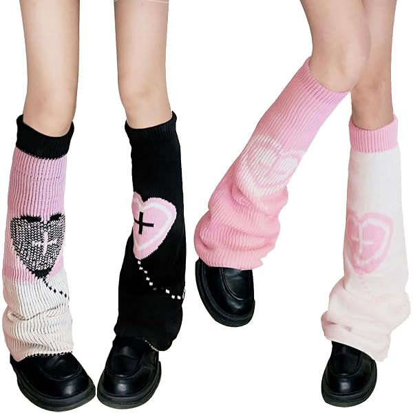 Scaldamuscoli Donna Arcobaleno Svasati - Calzini Alti Al Ginocchio Kawaii, In Acrilico Morbido, Perfetti Per Outfit Trendy