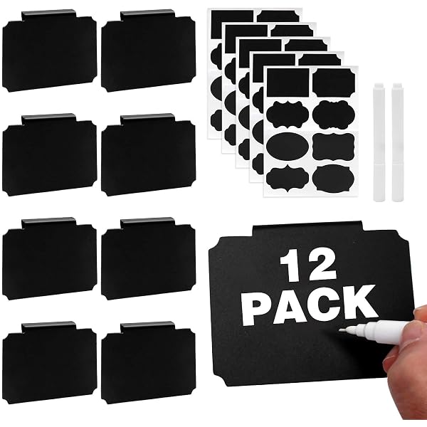 Lot De 12 étiquettes à Clipser Pour Paniers - Organisation Garde-manger Et Rangement Avec Marqueurs Craie
