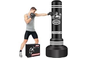 NZQXJXZ Freestanding Punching Bags for Adults - 175cm Heavy Punching Bag with Stand - Men Standing Boxing Bag Inflatable Kickboxing Bag for Training MMA Muay Thai Fitness