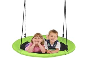 Maxmass Kids Nest Swing, Children Round Swing Seat, Adjustable Hanging Tree Swings for Kids and Adults, 150Kg Capacity (Green)