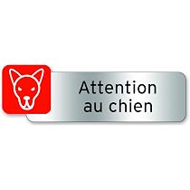 Plaque Adhésive "Attention Chien" 160 X 50 Mm - Signalisation Extérieure En Polycarbonate Résistante Aux Intempéries