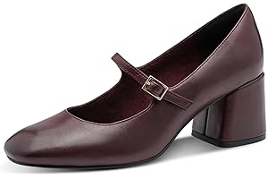 MARCO TOZZI Damen Mary Janes aus Leder mit Blockabsatz