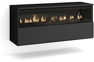 Skraut Home | Elektrokamin LED | Elektrische Kamine | 102x45x35cm | 1 Öffnung, 1 Tür | Elektrokamin. Maße | Hängend | Moderner Stil | Schwarz