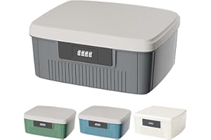 Aartner Lockable Box, 25 x 20 x 10 cm, Lockable Box, ABS Medicine Box with Combination Lock, Double Layer Medicine Box, Large Medical Case with Divider and Combination Lock (Grey)