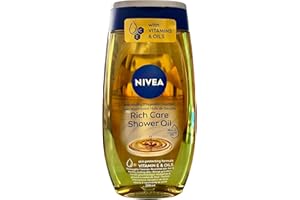 NIVEA Huile de Douche nourrissante (1 x 200 ml), Gel douche soin nourrissant Vitamine E et huiles naturelles, Gel lavant corps, sensation de peau nourrie & rayonnante de santé, tous types de peau