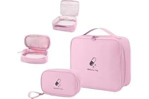 JUNUNDJING 2 Pièces Trousse de Secours Vide, Pharmacie Voyage, Premiers Secours, Boite Medicaments Rangement, Étanche Sac de Médecine Portable (Rose)