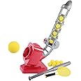 Automatic Tennis Pitching Machine,Baseball Throwing Machine with 6 EVA Balls, Tennis Racket & Bat, Baseball Launchers with Stable Base, Outdoor Sports Games for Kids, for Tennis Training