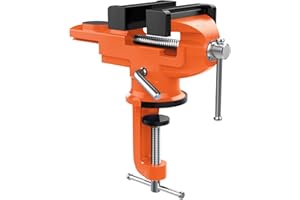Nuovoware Largeur de Mâchoire 70mm Étaux d'Établi, Étau avec Base Pivotante à 360 Degrés, Mâchoire Trempé Robuste et Antirouille, Pince de Table pour Travail du Bois Travail des Métaux Sciage - Orange